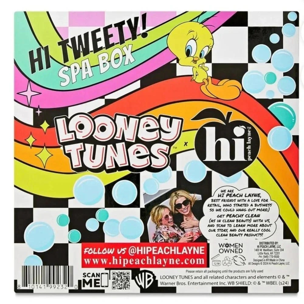 NWT Looney Tunes x Hi Peach Layne Bundle 3 Hand Painted Bath Bombs & Spa Box